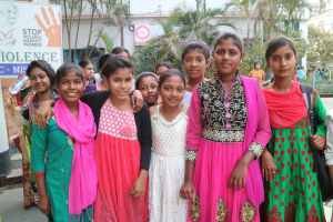 Girls together outside